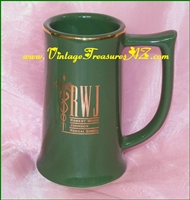 Image for RWJ Robert Wood Johnson Medical School W. C. Bunting Co. Tankard-style Forest Green Beer Stein Mug with Gilded Lettering (Like New, ca 1986 to Present) <b><span style='color:red'>*****SHIPPING INCLUDED – DOMESTIC ORDERS ONLY!*****</span></b><span style='color:purple'>